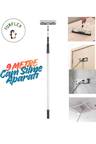 FunFlex 9 Metre Teleskopik Cam Silme Aparatı Paspas ve MOP