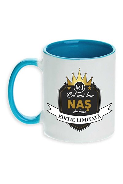 CRD PRINT Personalized mug with 'Best Godfather' print, Blue, Ceramic, 330 ml