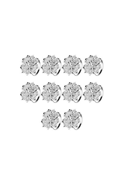 Generic Hollow Out Metal Flower Napkin Ring Holder Set of 10