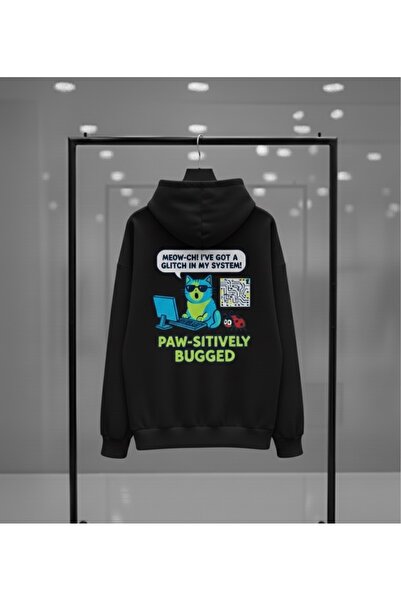 Infire clothing هودي للجنسين قصة فضفاضة كاسوس كات مطبوع