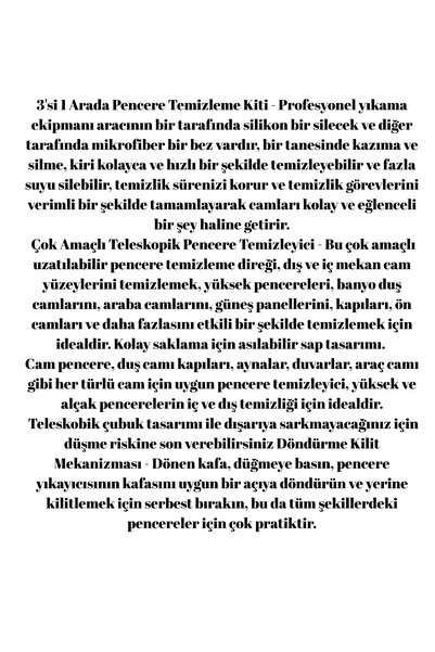 FunFlex 3 Metre Teleskopik Cam Silme Aparatı Paspas ve MOP