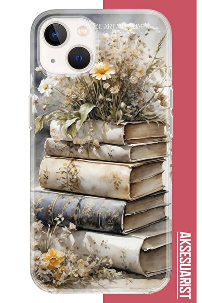 Aksesuarist Iphone 13 - 14 Uyumlu Papatyalı Kitap Desenli Silikon Kılıf