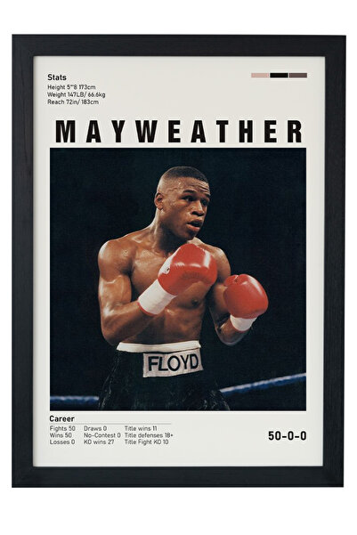 gxe.art Pictură cu poster cu rama din lemn Floyd Mayweather – Design de box c...
