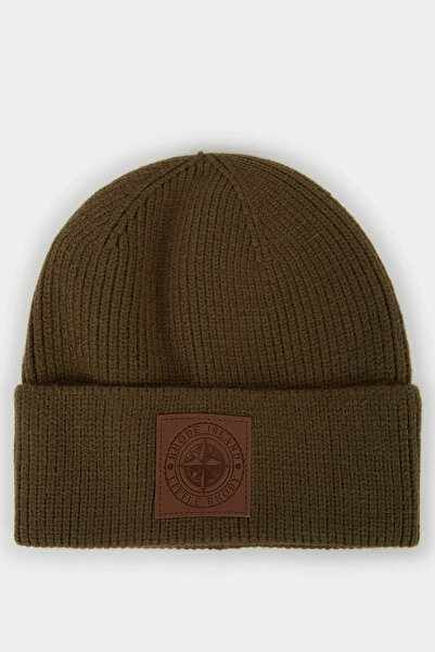 DeFacto F3909AXKH328 Χακί Ανδρικό Πλεκτό Μπερέ με Ετικέτα