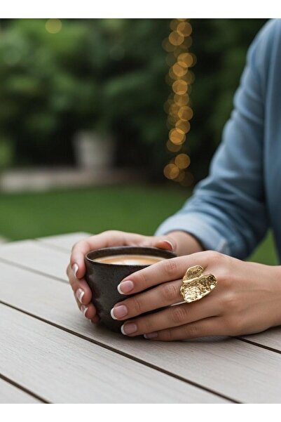 Toka Delisi Women's Trend Handmade Gold Abstract Design Ring