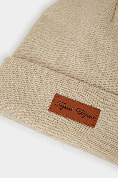 DeFacto F3163Axbg307 Beige Women's Woven Label Beret