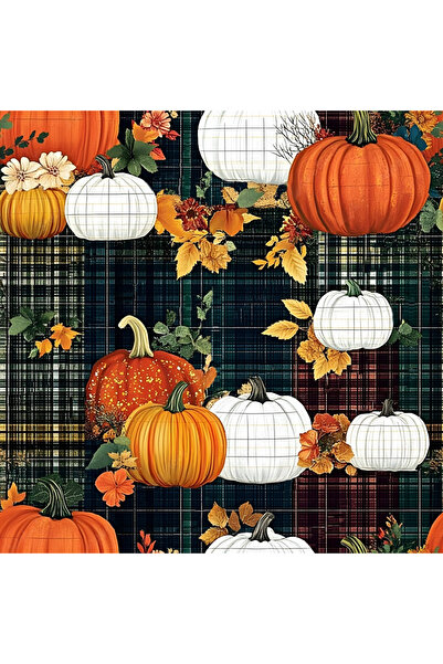 Novinqa Ekose Balkabağı Desenli Baskılı Kumaş