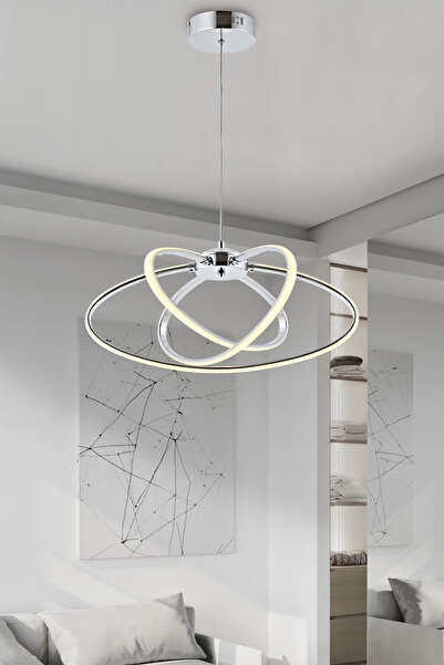 IŞILAY AYDINLATMA Seher Krom 3'lü Sarkıt (3renk Işık) Modern Led Avize Salon ...