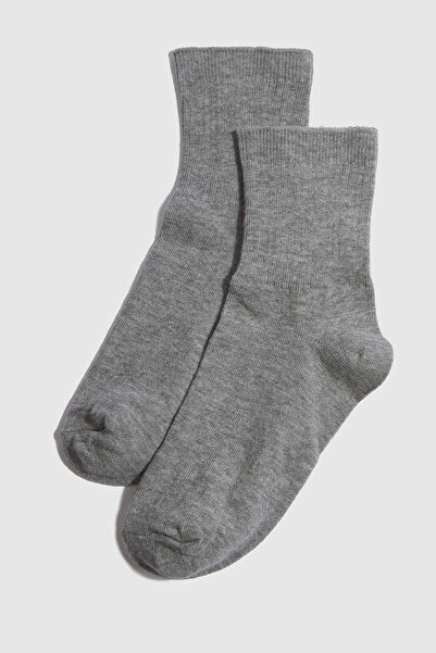 DeFacto F4715A8Gr2 Gray Boys' 5-Piece Cotton Long Socks