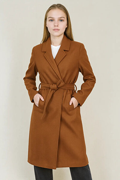 OHEPMODA Belted Plain Women's Cashmere Coat