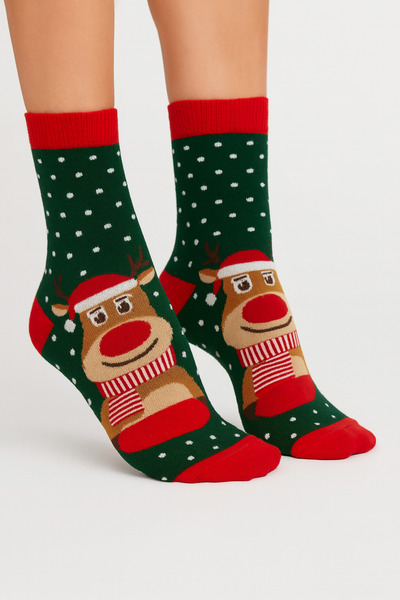 SAYSEZ Unisex Christmas Patterned Colorful Socks Christmas Happy New Year