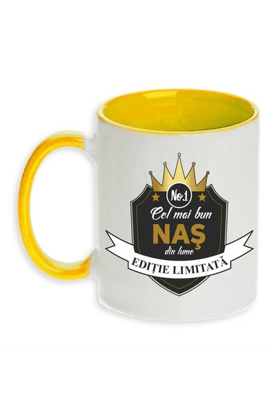 CRD PRINT Personalized mug 'Best Godfather', Yellow, Ceramic, 330 ml