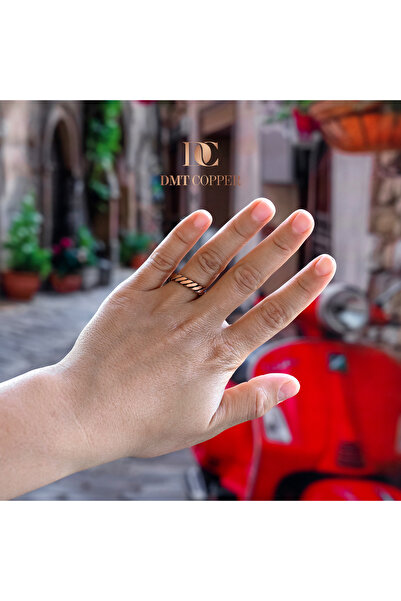 DMT COPPER HOME Handmade Braided Copper Ring, Antique Rustic Design, Adjustable, Red Gift Ku