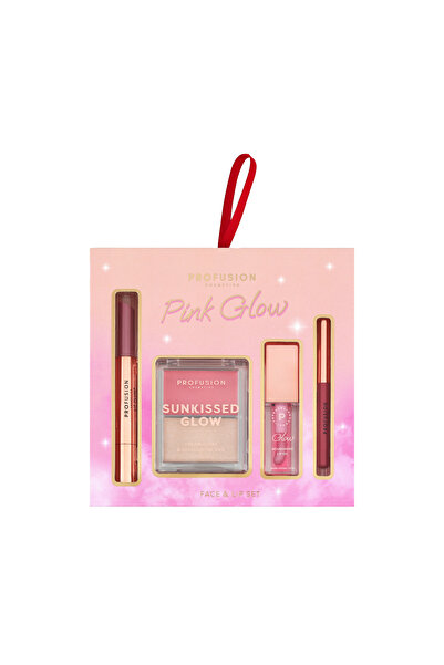 PROFUSION COSMETICS Face & lip makeup set, lip gloss, blush & highlighter palette, lip oil & pencil, Profusion, 4 items