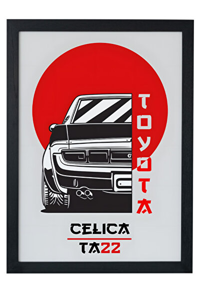 gxe.art Εικονογράφηση αφίσας με ξύλινο πλαίσιο Toyota Celica TA22 – Ρετρό JDM...