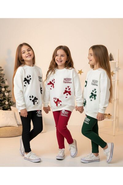 STAR GOGO KİDS Merry Christmas 2-Piece Girls' Set (Slim Fit.)