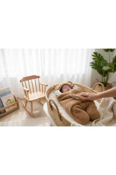 Renkli Düşler Atölyesi Kuzu Kundak Welsoft Kulaklı Bebek Battaniyesi ve Alt A...