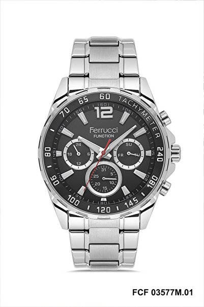 Ferrucci 44mm Indicators Active Men's Wristwatch with Black Dial Grey Color A...