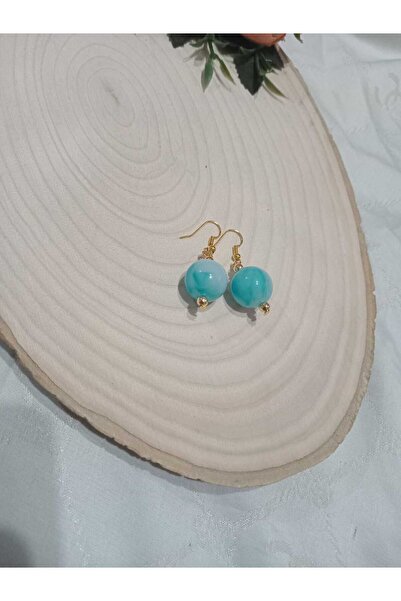 golden takış أقراط كروية زرقاء لامعة