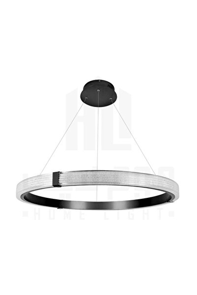 homelight Modern LED chandelier, black ring, 60 cm