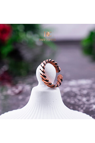 DMT COPPER HOME Handmade Braided Copper Ring, Antique Rustic Design, Adjustable, Red Gift Ku