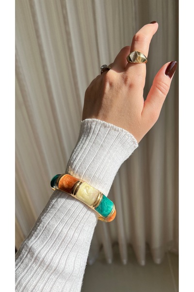 JEWELRY Üç renkli kazak üstü kemik kelepçe
