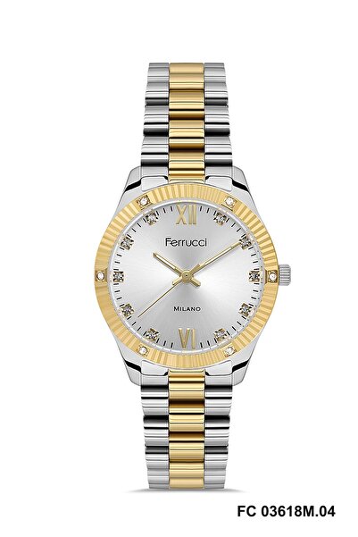 Ferrucci Gold Silver Color Women's Wristwatch and Bracelet