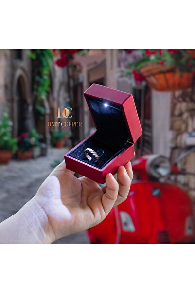 DMT COPPER HOME Handmade Braided Copper Ring, Antique Rustic Design, Adjustable, Red Gift Ku