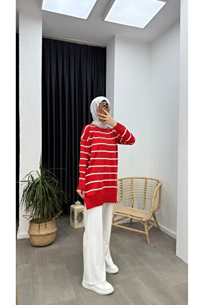 Minharir Tunică din tricotaj mercerizat cu decolteu rotund