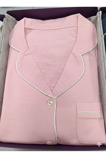 Lienna Long Sleeve Piped Shirt Collar Modal Cotton Pajama Set Lna30Ptly01