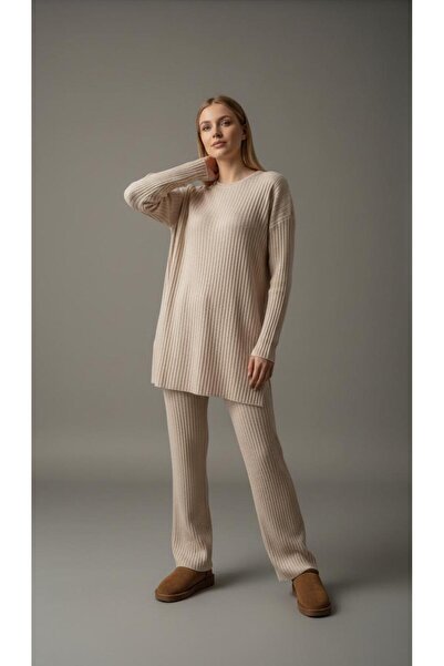 new ats Knitwear Ribbed Knit Winter Double Suit