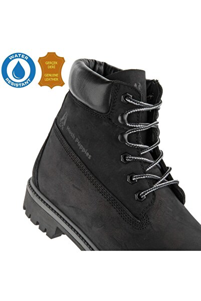 Hush Puppies Helppo 725812 Ανδρικές μπότες από γνήσιο δέρμα, ανατομικές, WaterResist Μαύρες