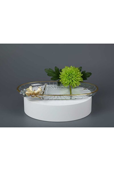 ÇNR Home Collection حامل عرض الحلويات الفاخر على شكل فراشة بيضاوية ذهبية