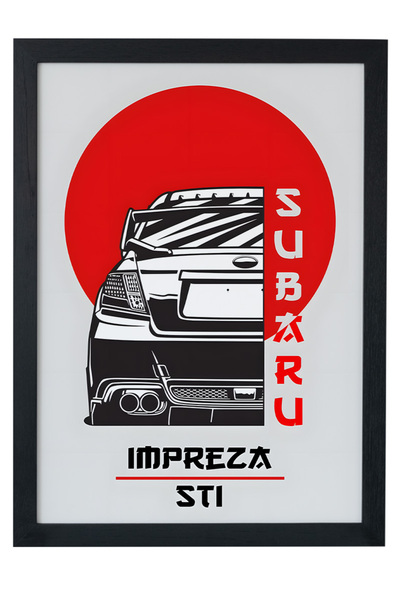 gxe.art Субару WRX STI постер с дървена рамка – легенда в ралито с AWD