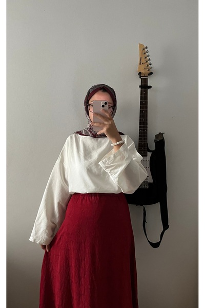 FASİON Patterned Red Skirt