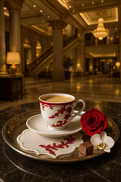 Durushe 2-Piece Handmade Premium Coffee Presentation Coaster – Embroidered Stylish Presentation Coaster, Special Product for Christmas Gifts