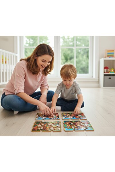 Tinyup 9 قطع 4 ألغاز إيفا قابلة للتركيب والفك، حيوانات المزرعة