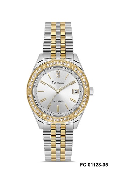 Ferrucci Gold Silver Color 34 mm Women's Wristwatch and Bracelet