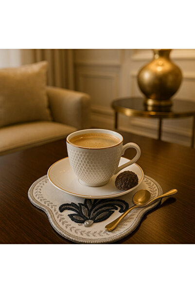 Durushe 2-Piece Handmade Premium Coffee Presentation Coaster – Embroidered Stylish Presentation Coaster, Special Product for Christmas Gifts