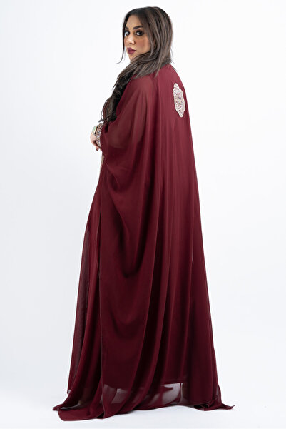 Zainah Luxury Chiffon Kaftan Jallabiya with Crystal Stone Embroidery | Elegant Evening Batwing Maxi Dress