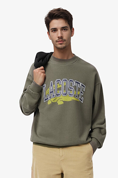 Lacoste Mens Dark Grey Crew Neck Fleece Sweatshirt
