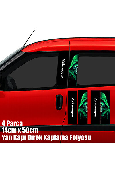 Automod Devil Demon Volkswagen Car Side Door Trim Pillar Foil - Colorful Printed Auto Sticker Set 4Pieces