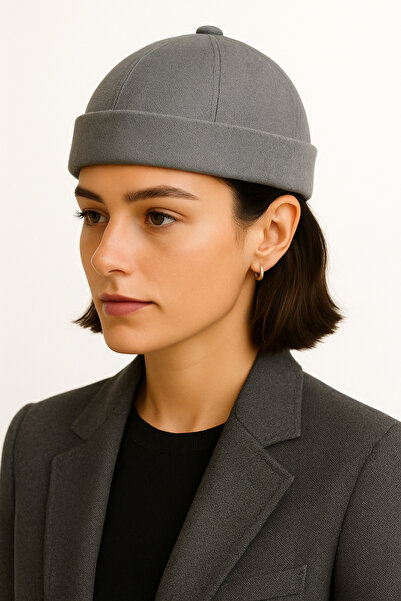 CapZone Gray Docker Hat Unisex – Casual & Stylish Combination – Roll-Up Docker Hat – Adjustable Velcro