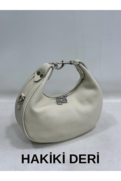 modvina Cream Premium Genuine Leather Women's Bag with Shoulder Strap