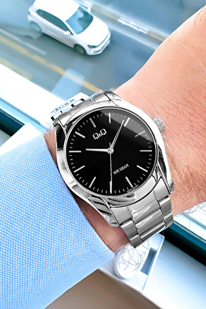 Q&Q Original Quartz Men Wristwatch Silver Color Steel Band 5 Atm Water Resistant Gift Bracelet Qqe2001C14