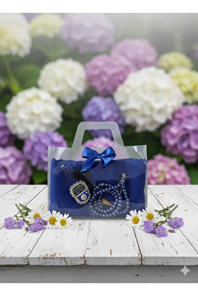 lifestyling Transparent Box Scarf Prayer Beads Stone Zikirmatik Set Gift Mevlüt Hajj Umrah Gift