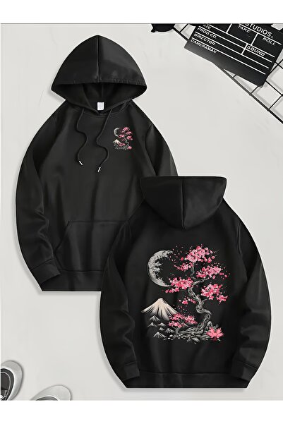 cc collection سويت شيرت للجنسين مكون من مطبوع خيوط من شجرة الكرز اليابانية وج...