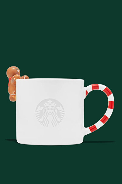 Starbucks Curious Gingerbread Man Figured White Porcelain Mug 355ml