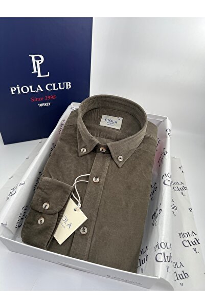 Piola Club Men's Shirt Without Pockets Regular Velvet (Light Khaki)