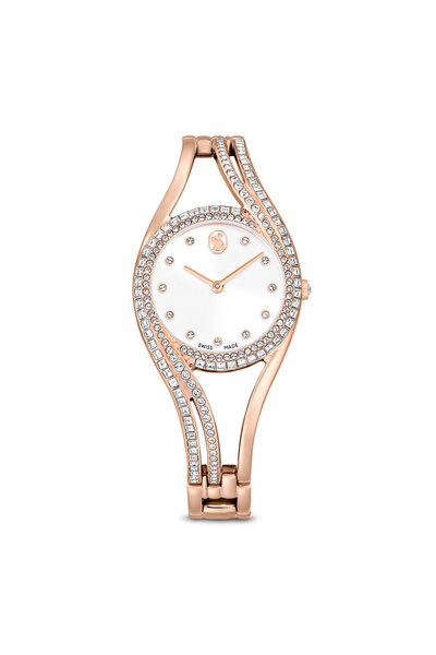 Swarovski Hyperbola Halka bileklik saat, İsviçre Üretimi, Rose Altın tonu, Pembe altın rengi yüzey